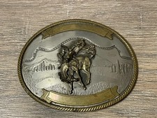 Vintage Tony Lama Rodeo Bull Rider Award Belt Buckle Large German Silver Bronze