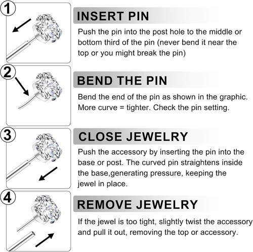 18G Surgical Steel Flat Back Earrings Studs, CZ Nose Rings, Tragus Labret Car... - Picture 3 of 4