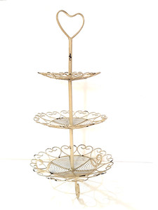 Vintage Cupcake cake Stand 3 Tier Wire Valentine Hearts 24" Primitive MCM