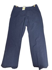 Navy Womens Dress Pants Gold Embellishments Wide Leg Business Preppy Academia
