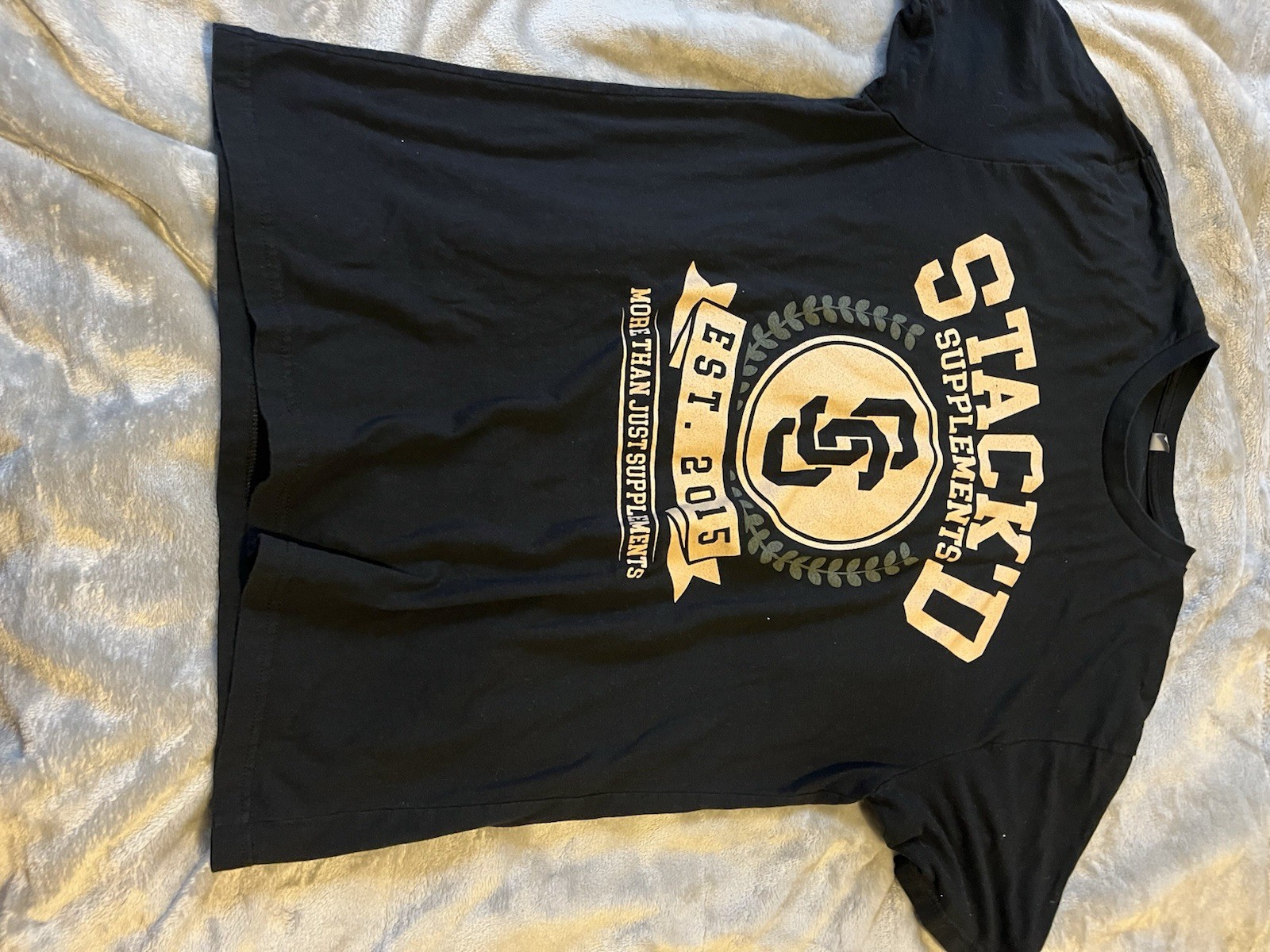 STACK'D SUPPLEMENTS Black Graphic Logo Cotton Men… - image 1