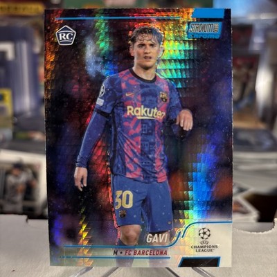 2021-22 Topps Stadium Club Chrome UCL GAVI Blue Prism Refractor Rookie RC  MINT