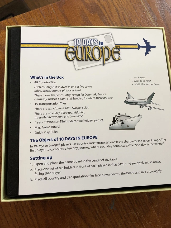 10 Days in Europe (Board Game, 2012) Complete Played Once Vgc Travel Geography - Image 2 of 4