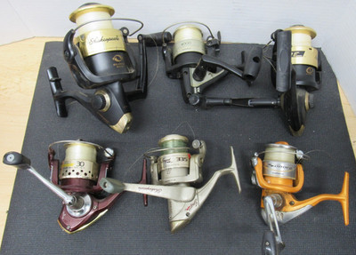 Mixed Lot of 6 Used Fishing Reels Shakespeare Quantum Shimano Sonora
