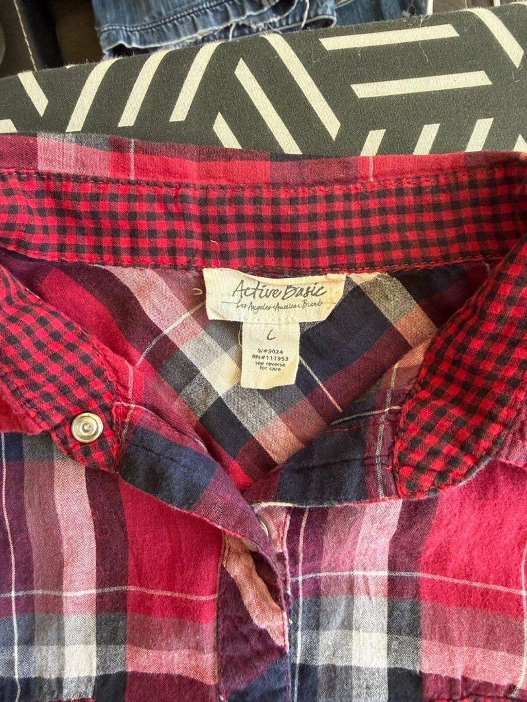 Women's Active Basic Red & Blue Plaid Button Down… - image 6