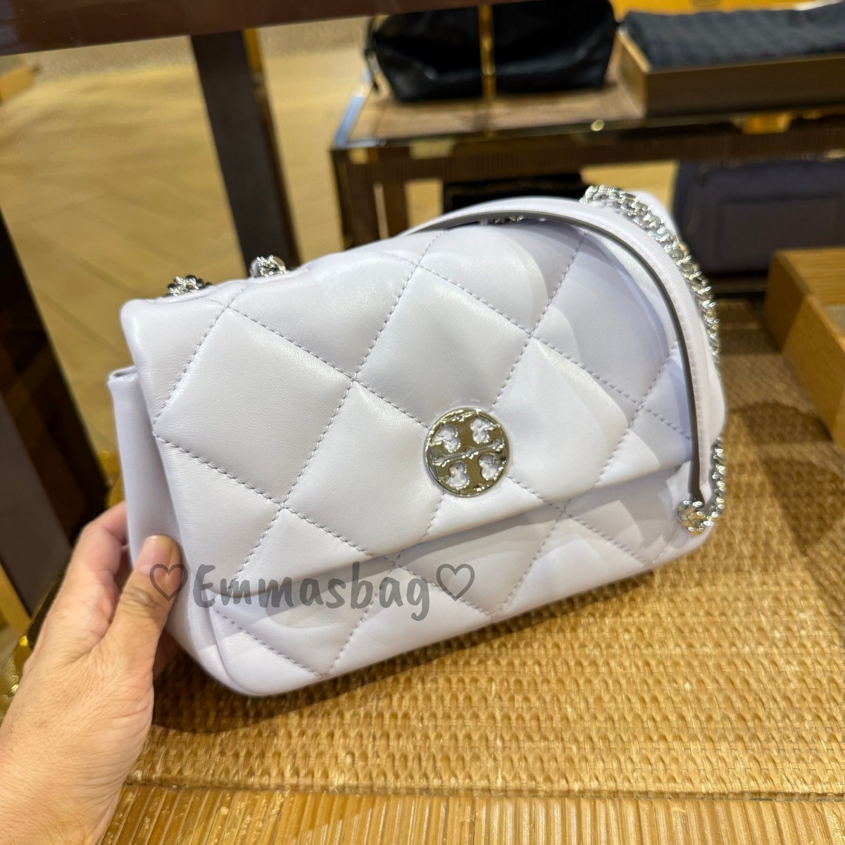 Tory Burch Willa Soft Quilt Small Shoulder Bag 166080 $595 Purple