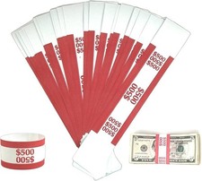 5000 - Red 500 Currency Straps - Self-Sealing Adhesive - Cash Money Bands