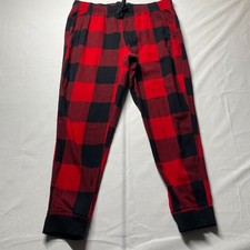 Old Navy Womens Red Buffalo Plaid Drawstring Flannel Jogger Pajama Pants Size L