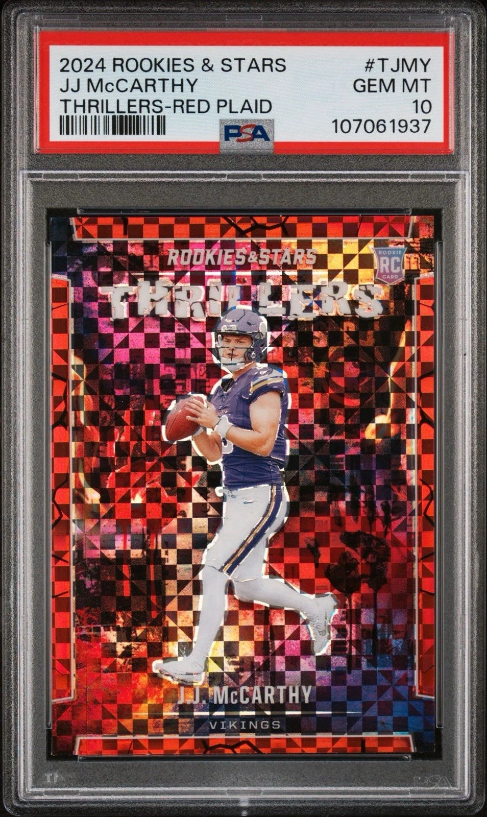 JJ McCarthy Panini Rookies & Stars Thrillers #TJMY Red Plaid