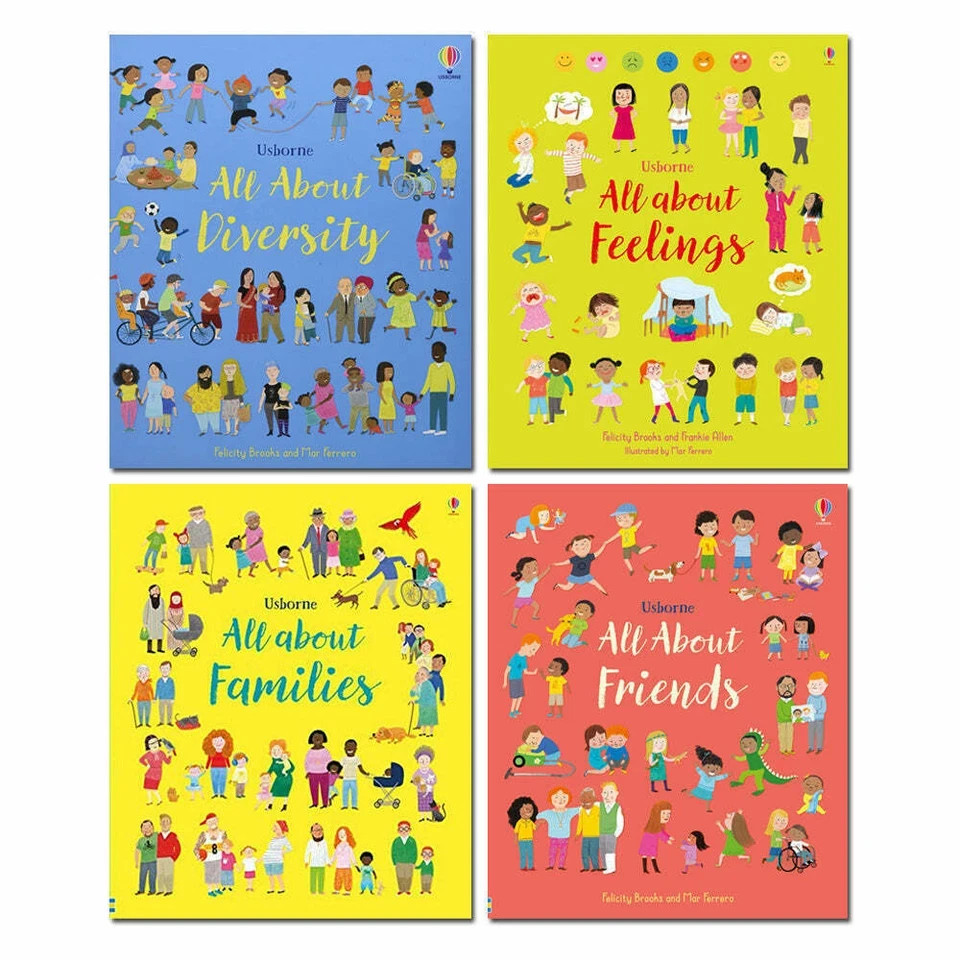 Usborne All About Feelings Friends and Families 4 Books Set By Felicity Brooks