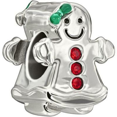 Authentic Chamilia Silver Clear Stones Frosty Glow Snowman Bead 2025-0807
