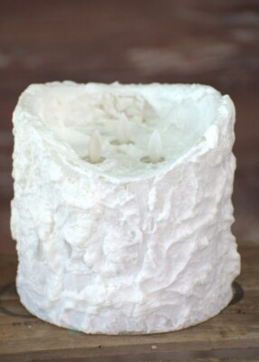 Bumpy White Moving Flame LED Battery Pillar Candle W/ Timer 6 D x 6'' H