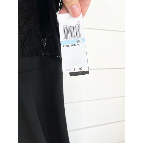 City Studio Black Lace Corset Bodice Spaghetti Straps ALine Dress Plus Size 20W - Foto 10 di 12
