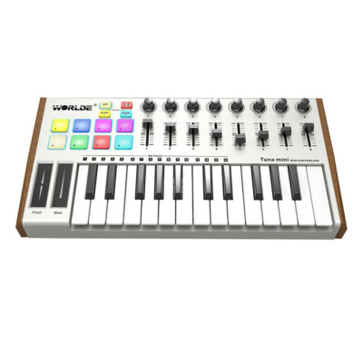 WORLDE TUNA MINI 25-Key MIDI Keyboard Controller 8 RGB Backlit Trigger Pads F6Y8