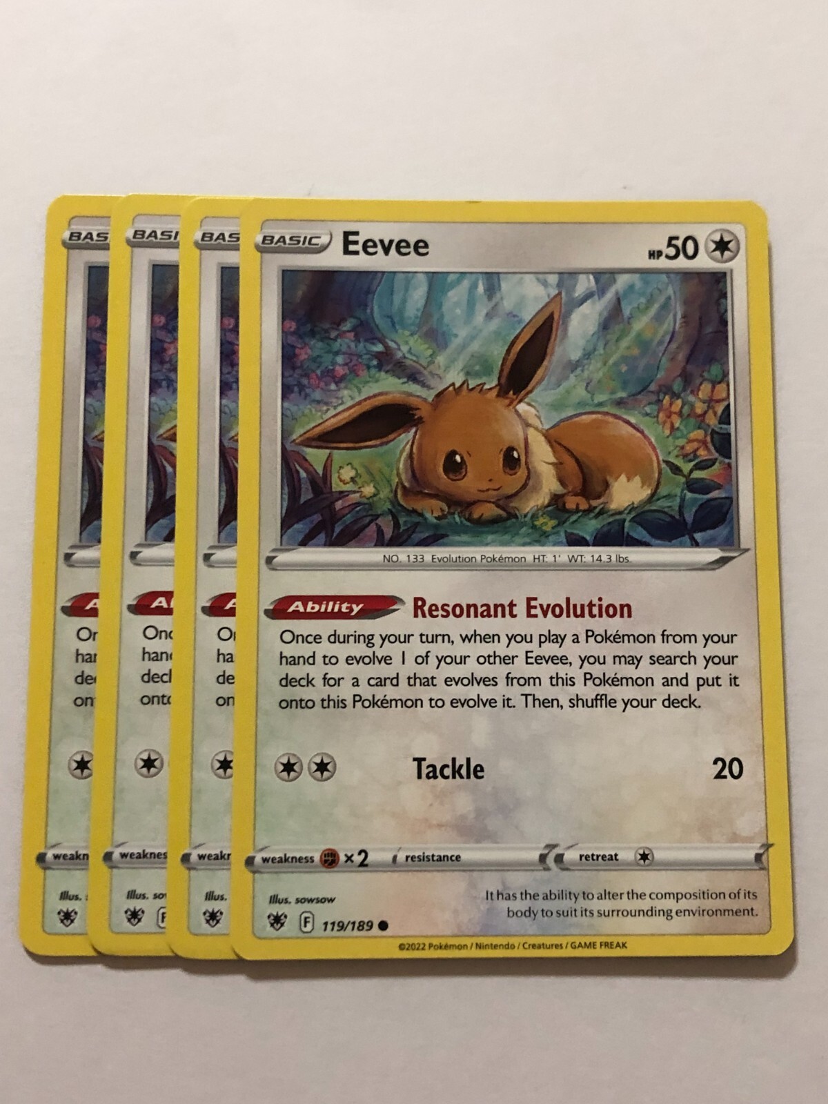 Pokemon Card Astral Radiance 4x Playset Eevee 119/189 Near Mint