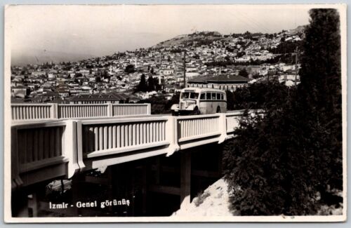 RPPC Turkey Izmir General View Turkiye 1950s Bus Postcard - Picture 1 of 2