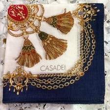 MAN HANKY BLUE RED GOLD CUP MEDAL GEOMETRIC VTG COTTON POCKET ART SQUARE18  M207