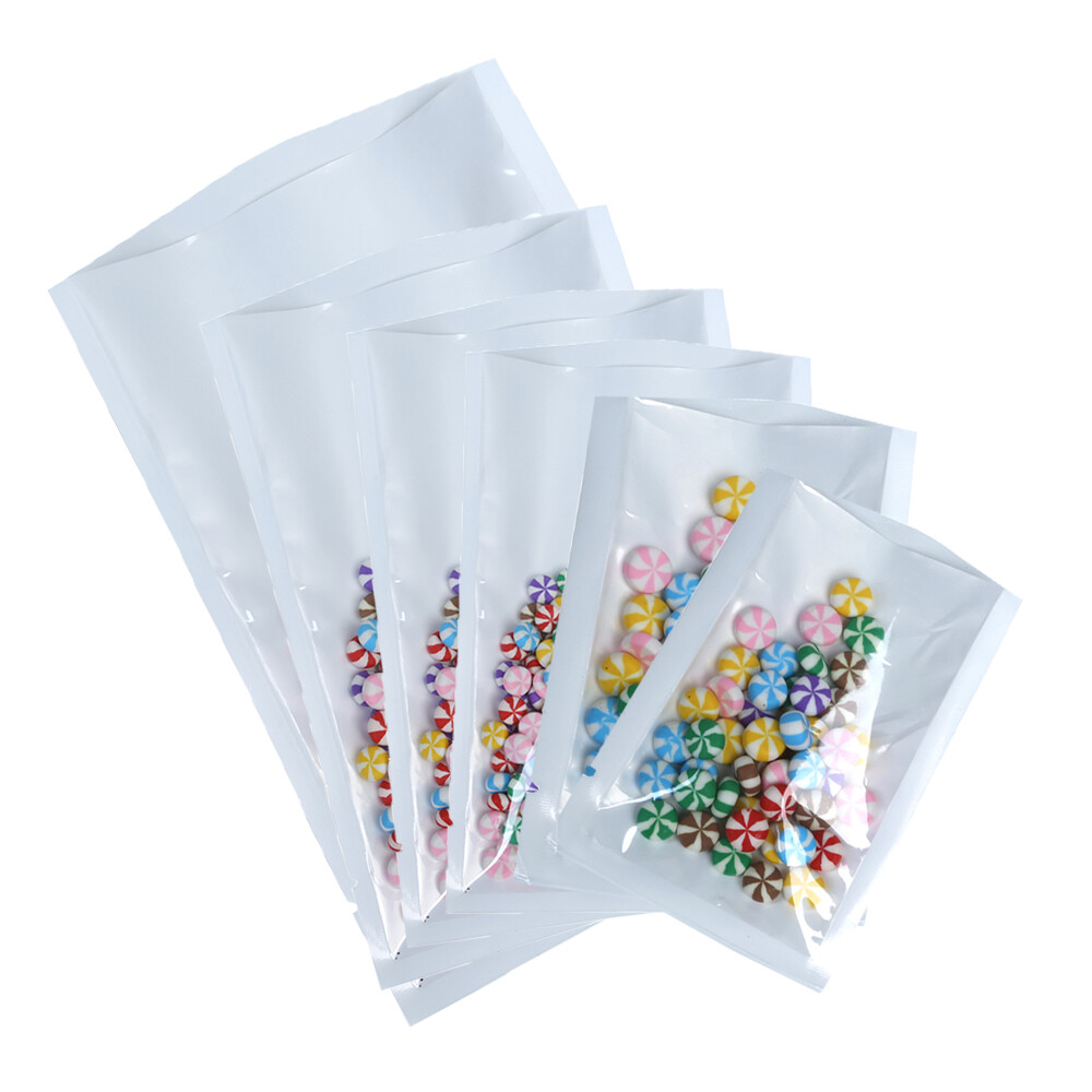 200PC Glossy Clear Mylar Bags Front White Back Open Top 3x5 4x6 5x7 Inch Sizes