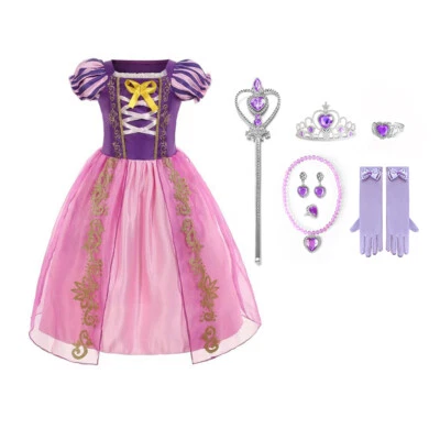 MARKENLOS Kinder Prinzessin Kleid Rapunzel Cosplay Kostüm Mädchen Maxikleid Party Kleider