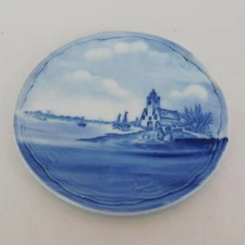 Rosenthal Bavaria Tea Tile Delft Germany Canal Scene Church Boats Round Blue