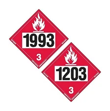 Labelmaster ZTV20393 Two-Sided 4-Digit Hazmat Placard, 1993 Flammable/1203 Ga...