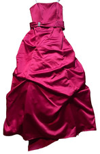 90s Strapless Red Ballgown Bridesmaid Evening Puffy Pageant Formal Prom Dress S