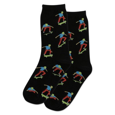 Hotsox Skateboarder Kids Socks, Black, 1 Pair, Large/X-Large