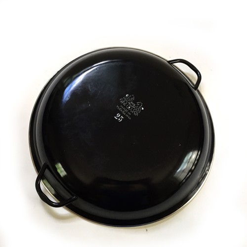 Red Orange 10.5" Enameled Sauté Braiser Pan Side Handles EMO Frite Yugoslavia 25 - Picture 3 of 4