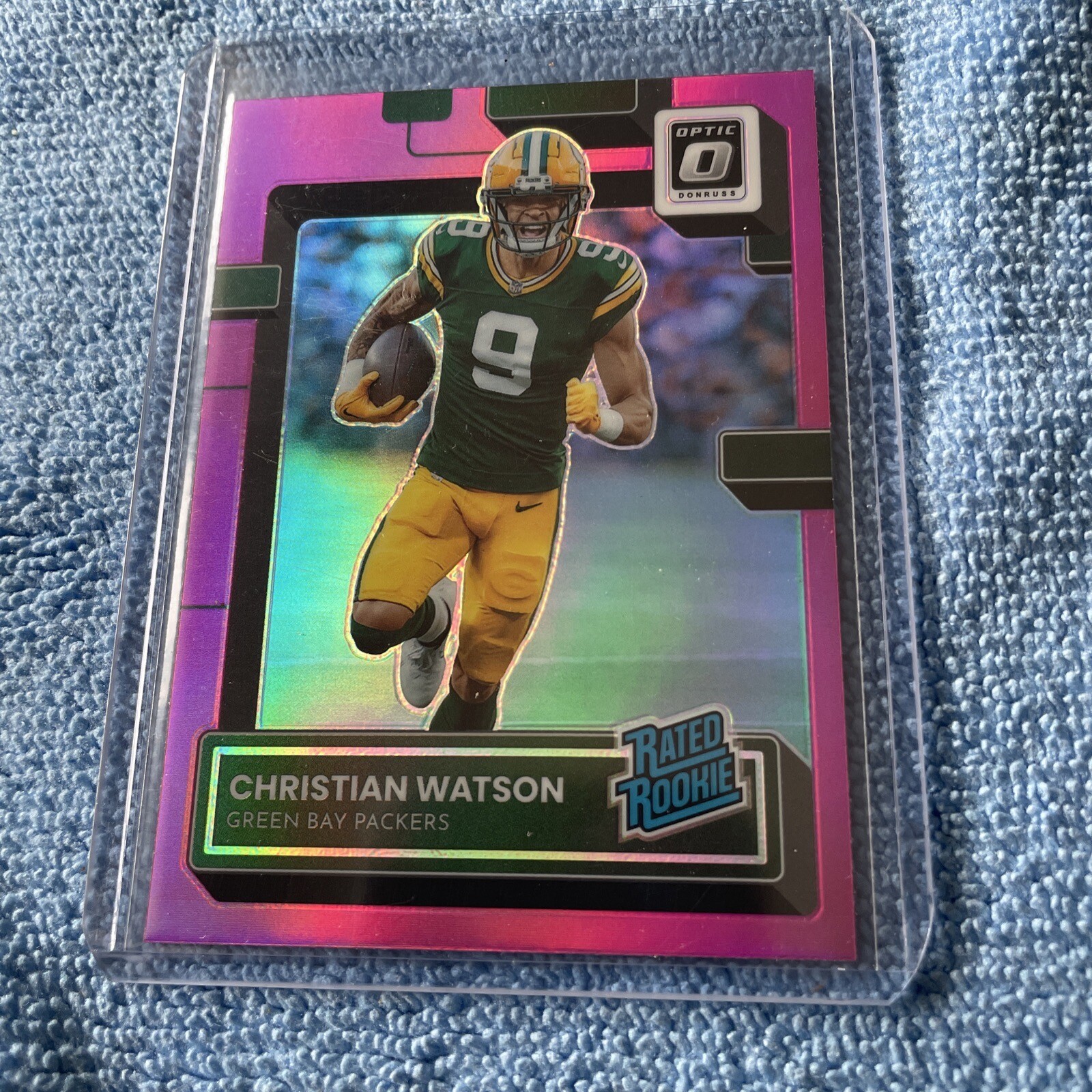 2022 Donruss Optic Christian Watson Rated Rookie Pink Prizm #219 GB Packers