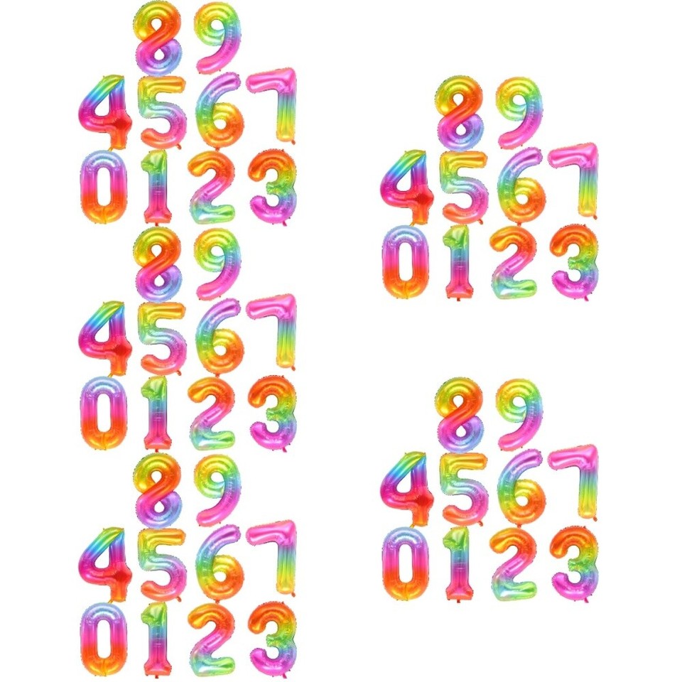 5 Pack Balloon Party Decor Rainbow Gradient Big Number Balloons Baby eBay