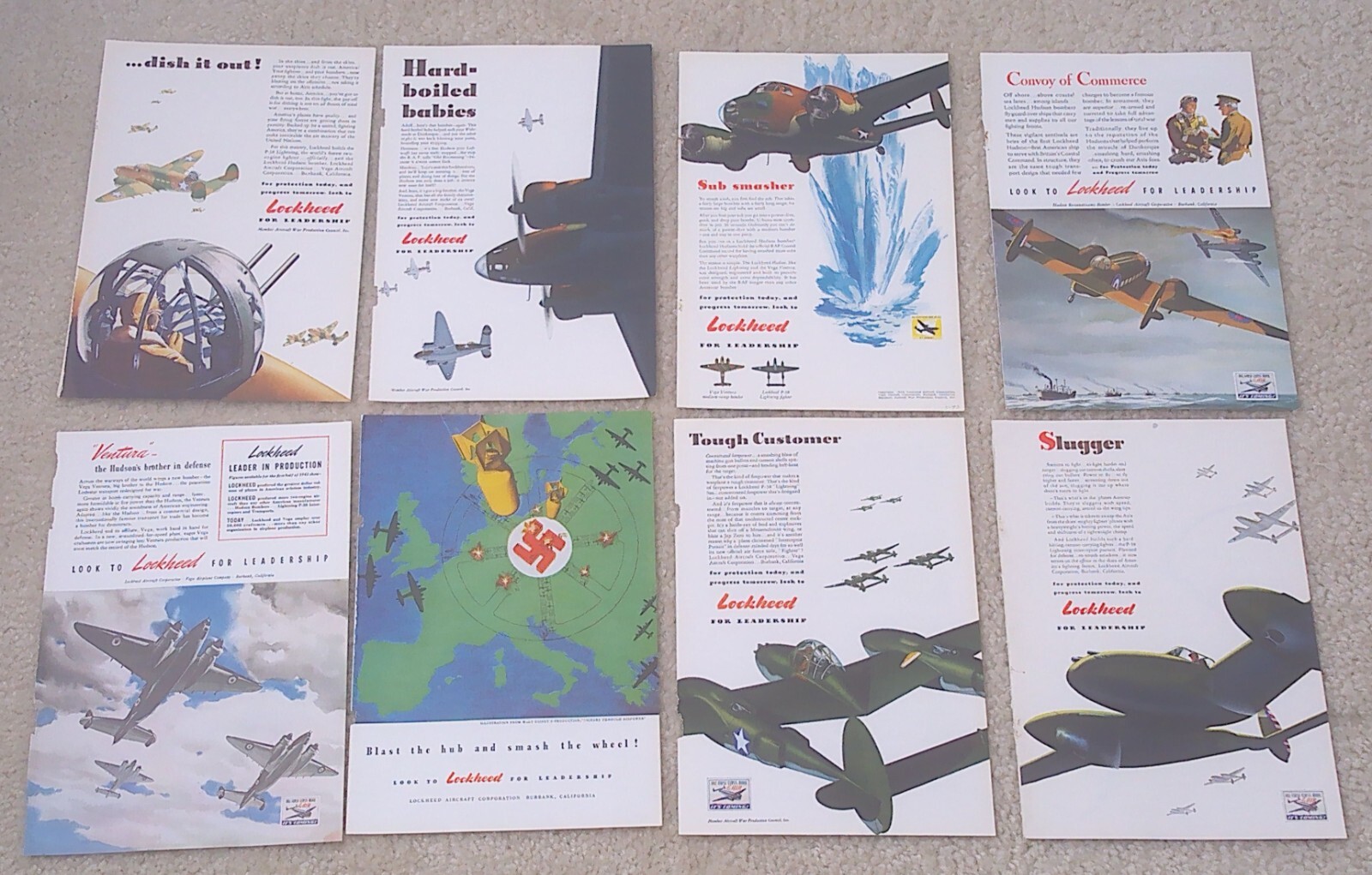 Lockheed WWII Advertisements Lot of 8 | eBay