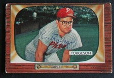 Earl Torgeson (d.1990) Phillies 1955 Bowman #210 Autographed Signed Card JSA COA