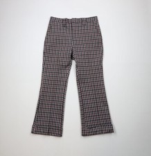 Vintage 70s Streetwear Mens 32x29 Double Knit Bell Bottoms Chino Pants Plaid USA