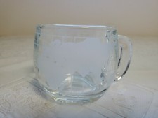 Nestle Clear World Map Globe Etched Glass Mug Cup GUC