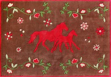 Pferdefreunde Kinderteppich braun/pink in verschiedenen Größen