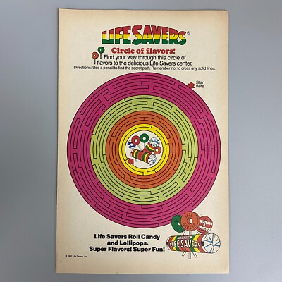LIFE SAVERS ROLL CANDY LUTSCHER 1982 VINTAGE RETRO WERBUNG