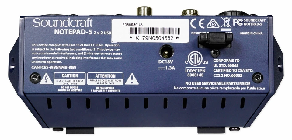 Soundcraft Notepad-5 Channel Podcast Mixer Podcasting Interface w/USB For Mac/PC - Image 4 of 4