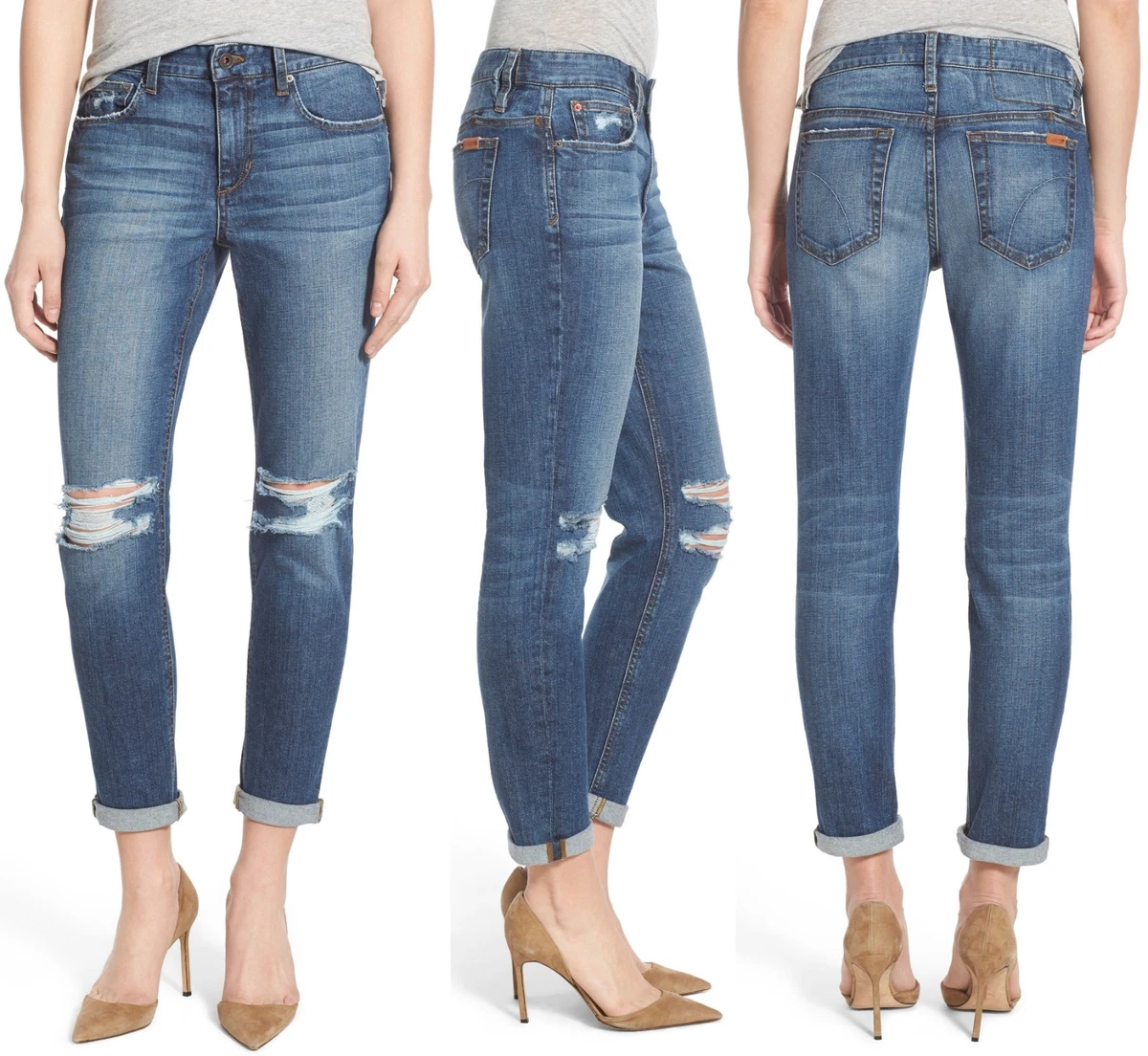 NWT 198 Joe s Billie Crop Slim Boyfriend Distressted Jeans Size