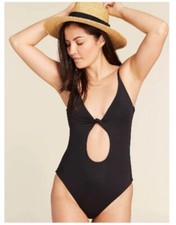 Andie Swim The Santorini Medium Size One Piece Swimsuit Bathing Suit Black NEW