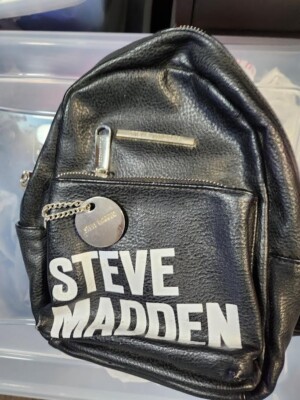 Steve madden black faux leather all over logo square backpack rucksack bag Steve Madden | Bags | Steve Madden Logo Backpack Purse Black  main image 4