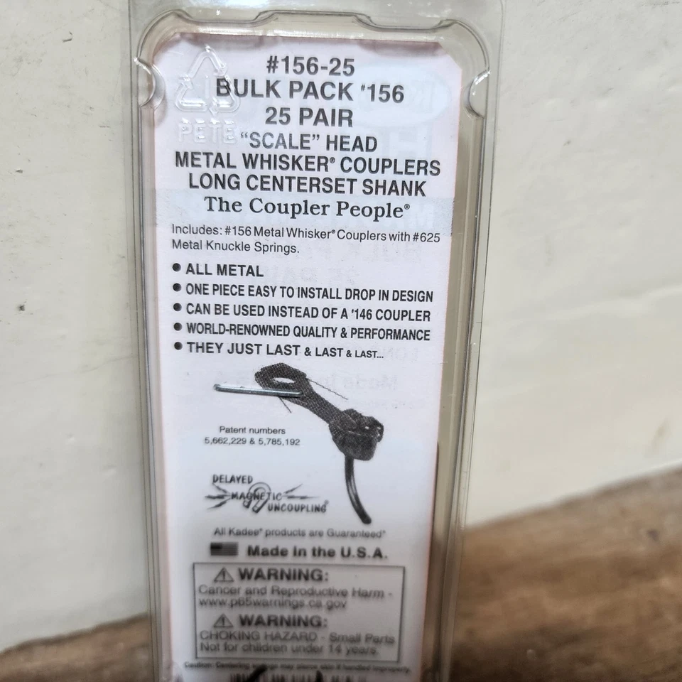 Kadee 156-25 Bulk Pack 25 Pairs Scale Metal Whisker Couplers Long Centerset HO - Image 3 of 3