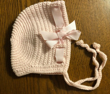 Vintage Handmade Pink Crochet Baby Girls Hat size 0-6 Mo.