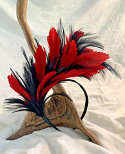 Red Black Feather Headband Races Party Hair Accessories Fashion Hat Fascinator