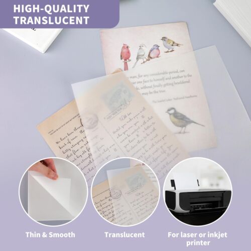 Translucent Vellum Paper 8.5x11 Inches 200 Sheets Printable Transparent 93GSM... - Picture 3 of 8