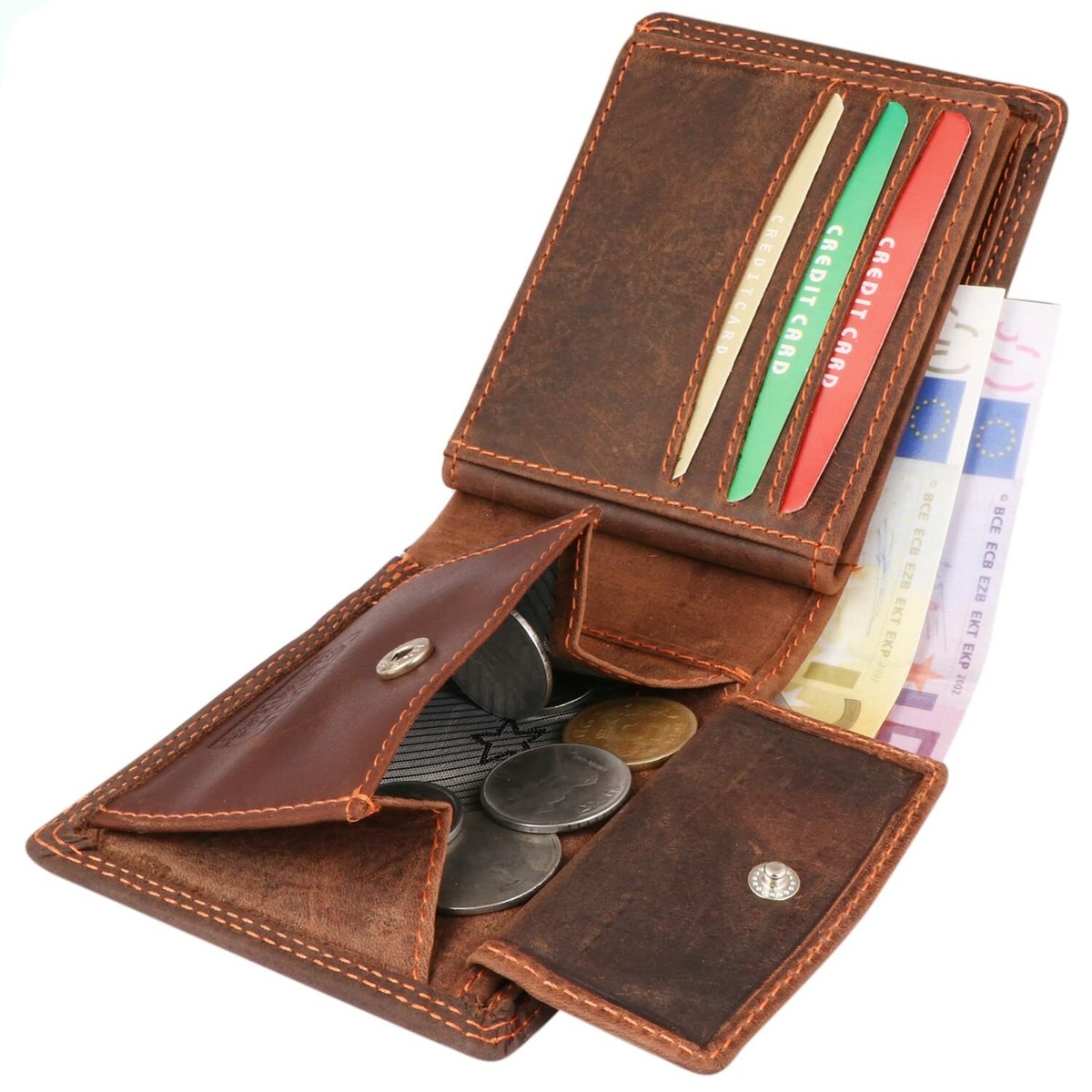 Morucha Women's RFID Blocking Leather Wallet - Long Purse With Flap, 12 Card Slots, Phone Pocket