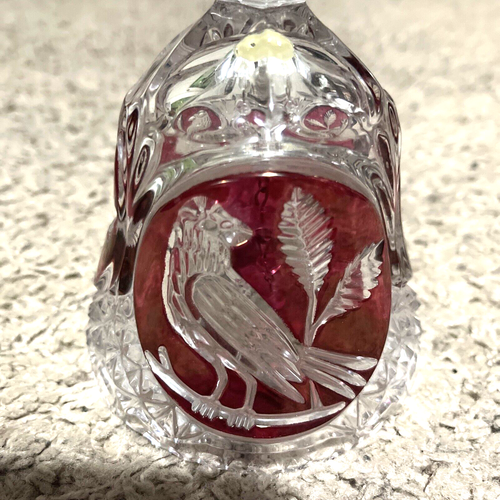 Vintage West Germany Hofbauer Byrdes Lead Crystal RED Bird Bell Clear Glass Burg - Picture 2 of 8