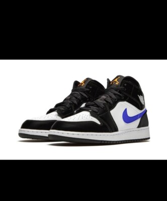 Nike Air Jordan 1 Mid (GS) Shoes Black Racer Blue White
