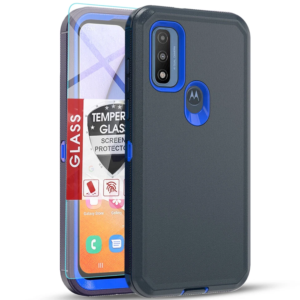 Capa telefone à prova de choque + vidro temperado para Motorola Moto G Power 2022/Pure - Imagem 3 de 4