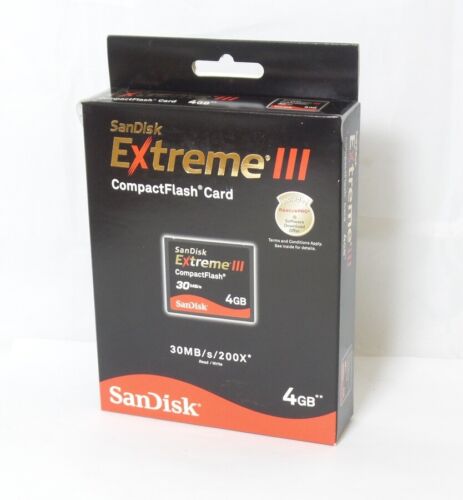 SanDisk 4GB Extreme III CF Compact Flash Card (SDCFX3-004G-E31) - Afbeelding 1 van 2