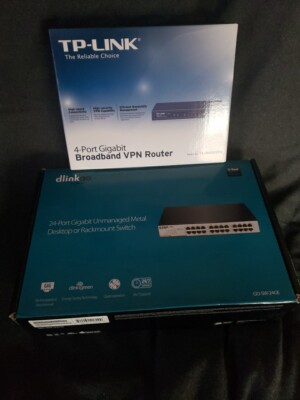 Combo! D-LINK GO-SW-24GE 24 Port Gb Switch & Tp-link Firewall Router TL-R600VPN